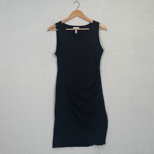 Leith Black Ruched Sleeveless Bodycon Dress Medium